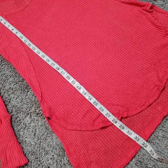 Free People Poppy Coral Ventura Thermal Long Sleeve Asymmetrical Hem Top - S - Picture 5 of 7